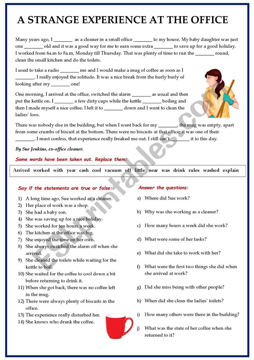 A Strange Experience worksheet