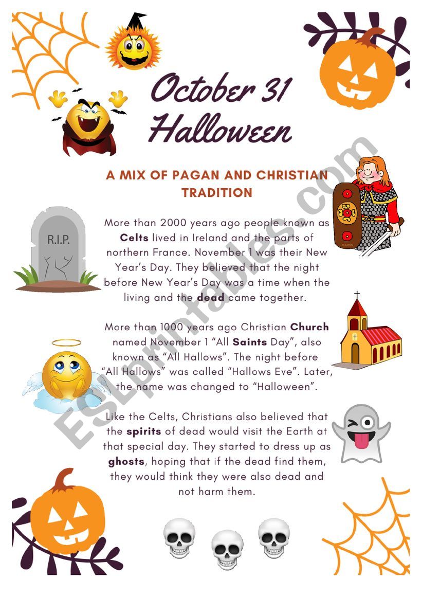 Halloween history worksheet