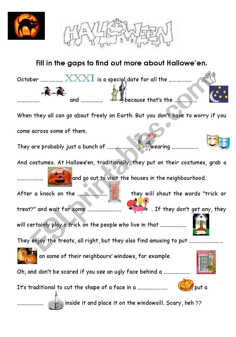 halloween - easier worksheet