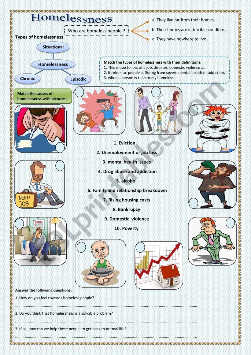 Homelessness worksheet