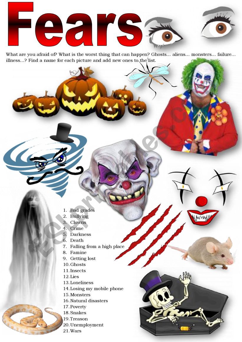 FEARS (Halloween) worksheet