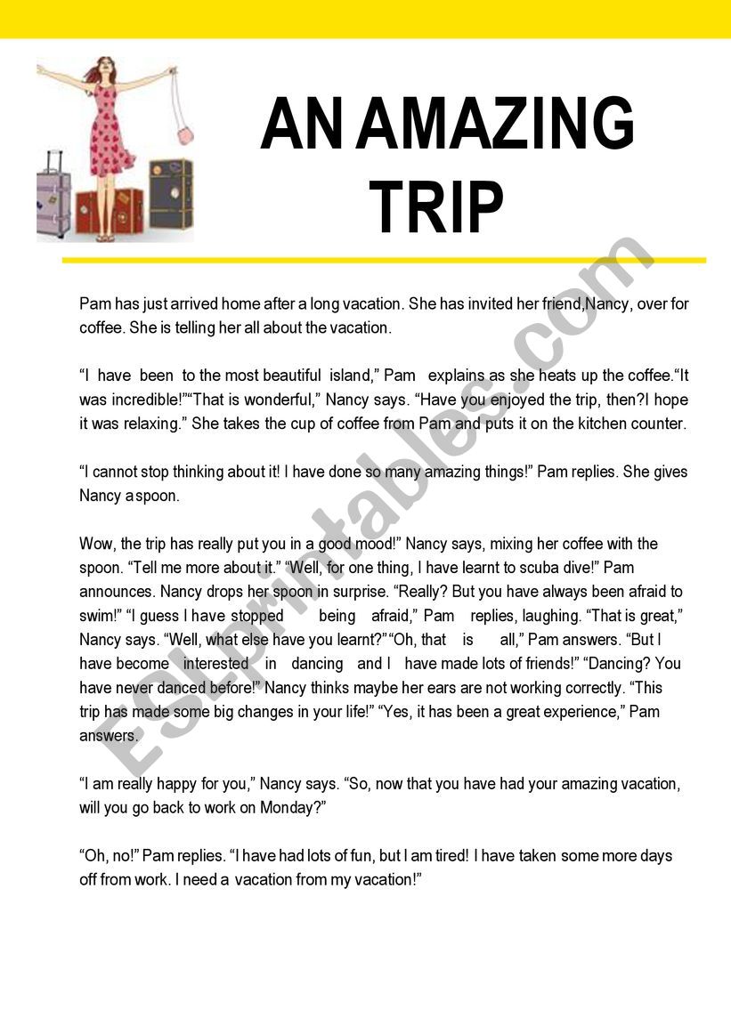 AN AMAZING TRIP worksheet