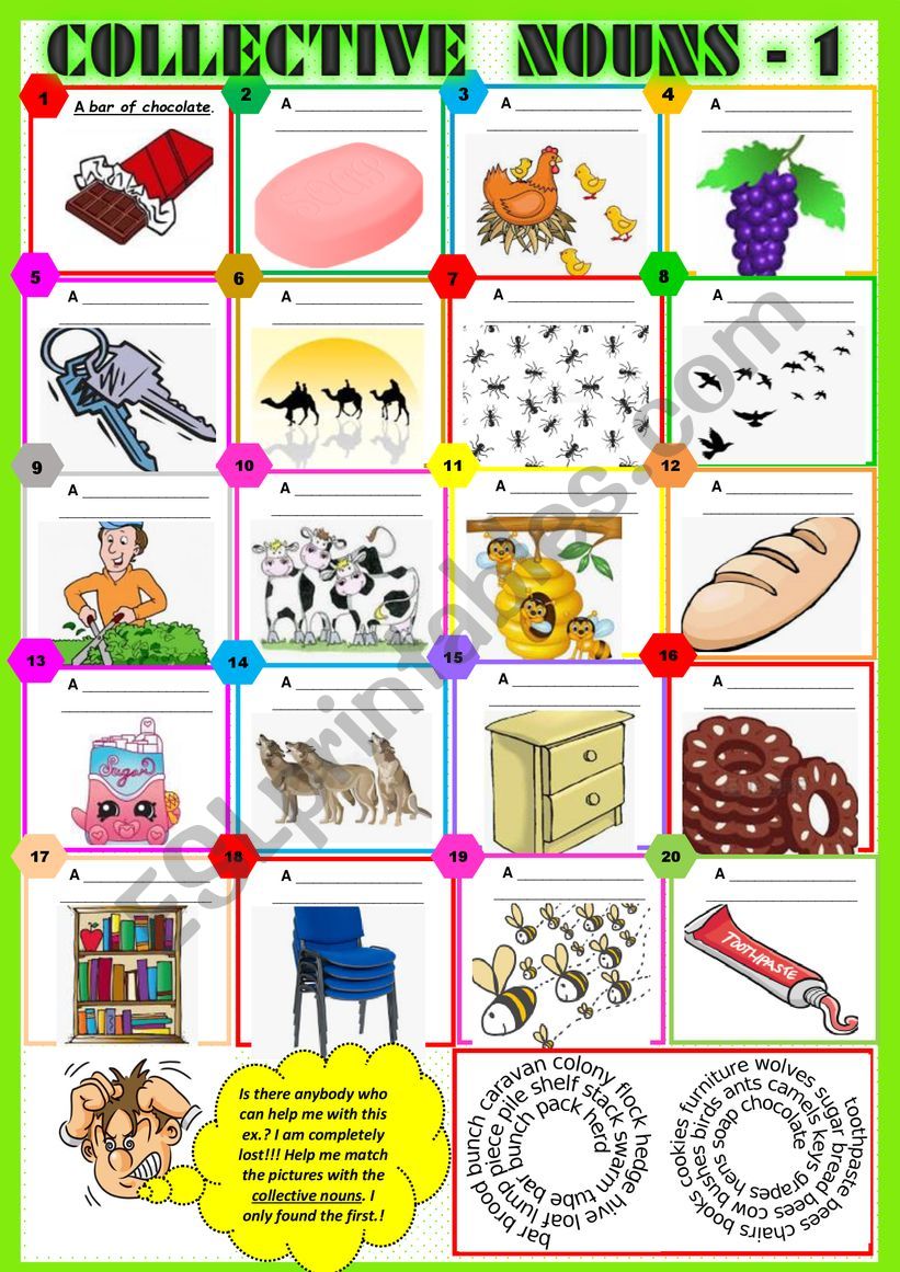 COLLECTIVE NOUNS 1 exercises + KEY