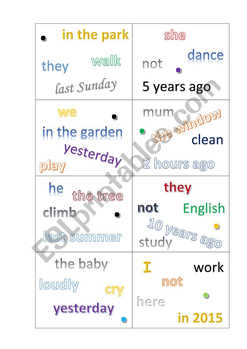 Past Simple. Regular Verbs. Cards,