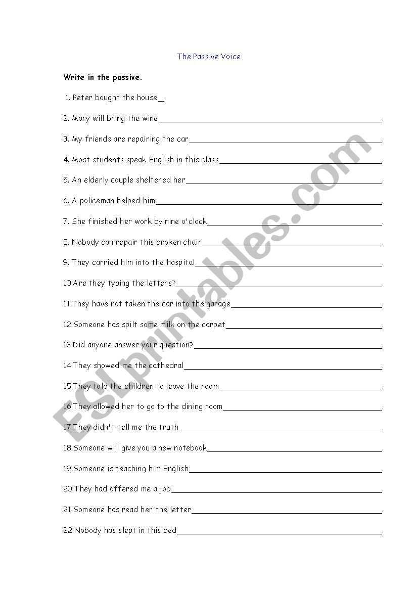 Passive voice quiz worksheet