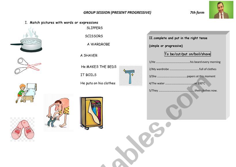 Mister Beans trouble worksheet