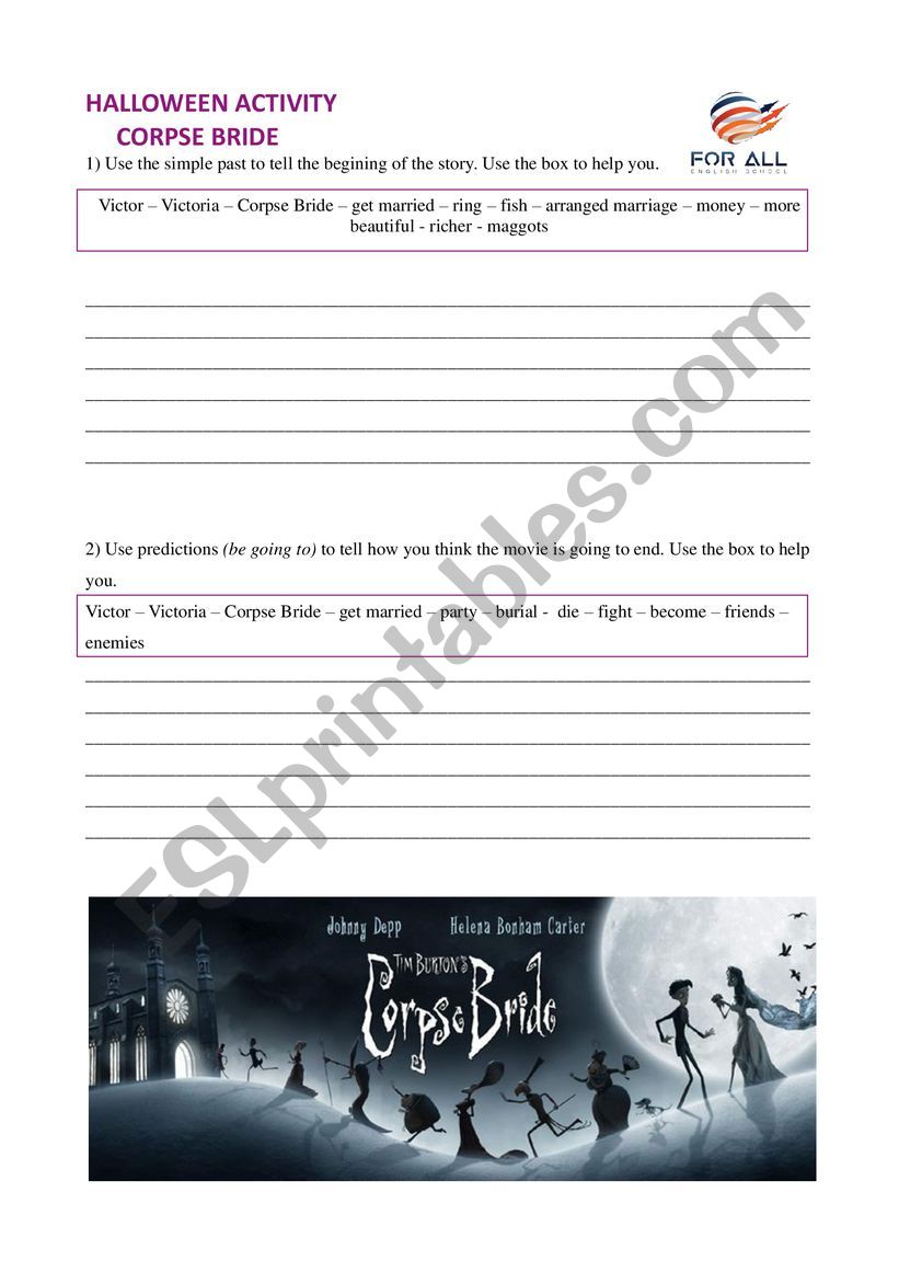 Corpse Bride Worksheet worksheet