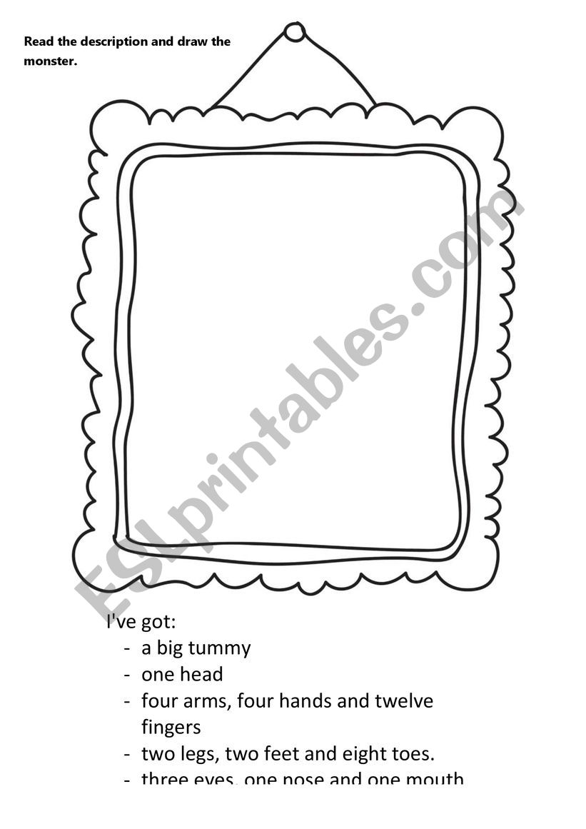 body parts - draw a monster worksheet