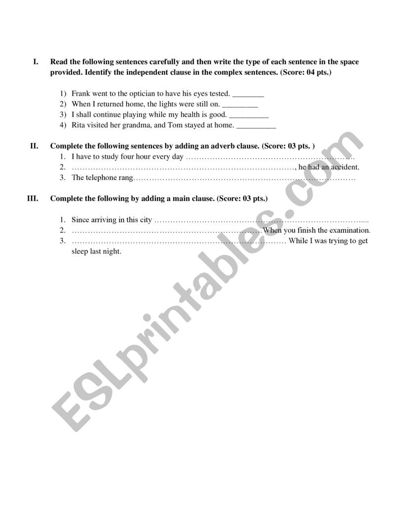 Dependent and Independent Clause 