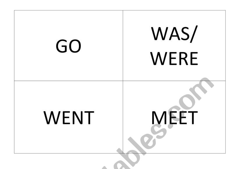 Irregular verbs memory game worksheet