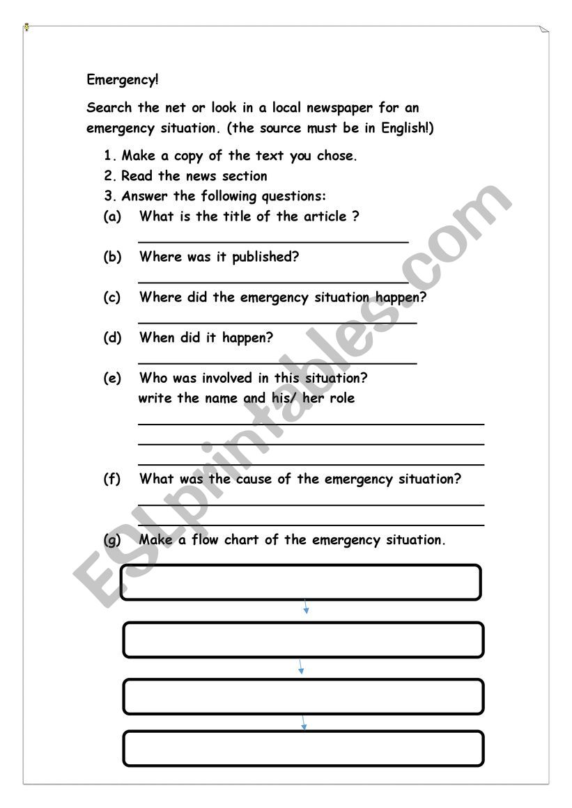 Emergency worksheet