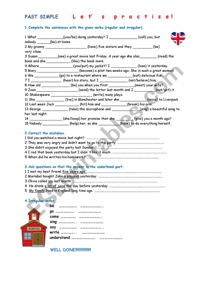 Past Simple Exercises worksheet