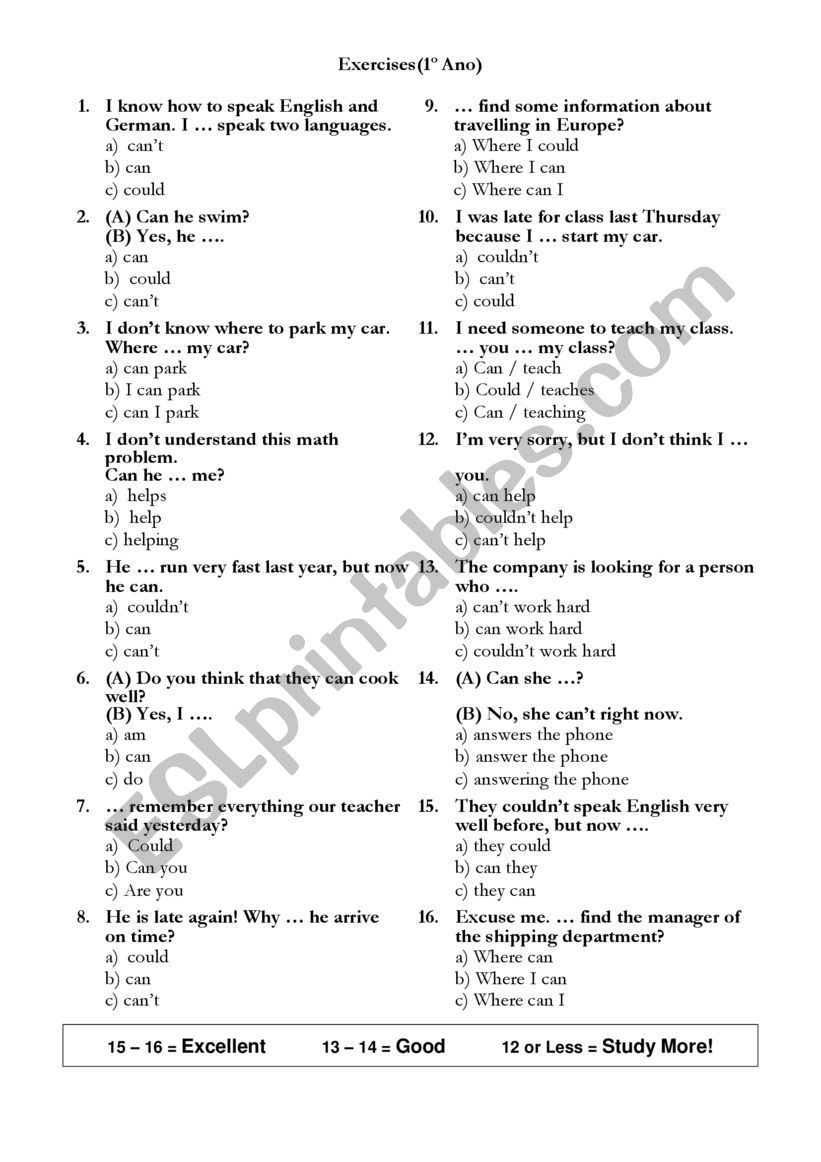 Modal Verb worksheet