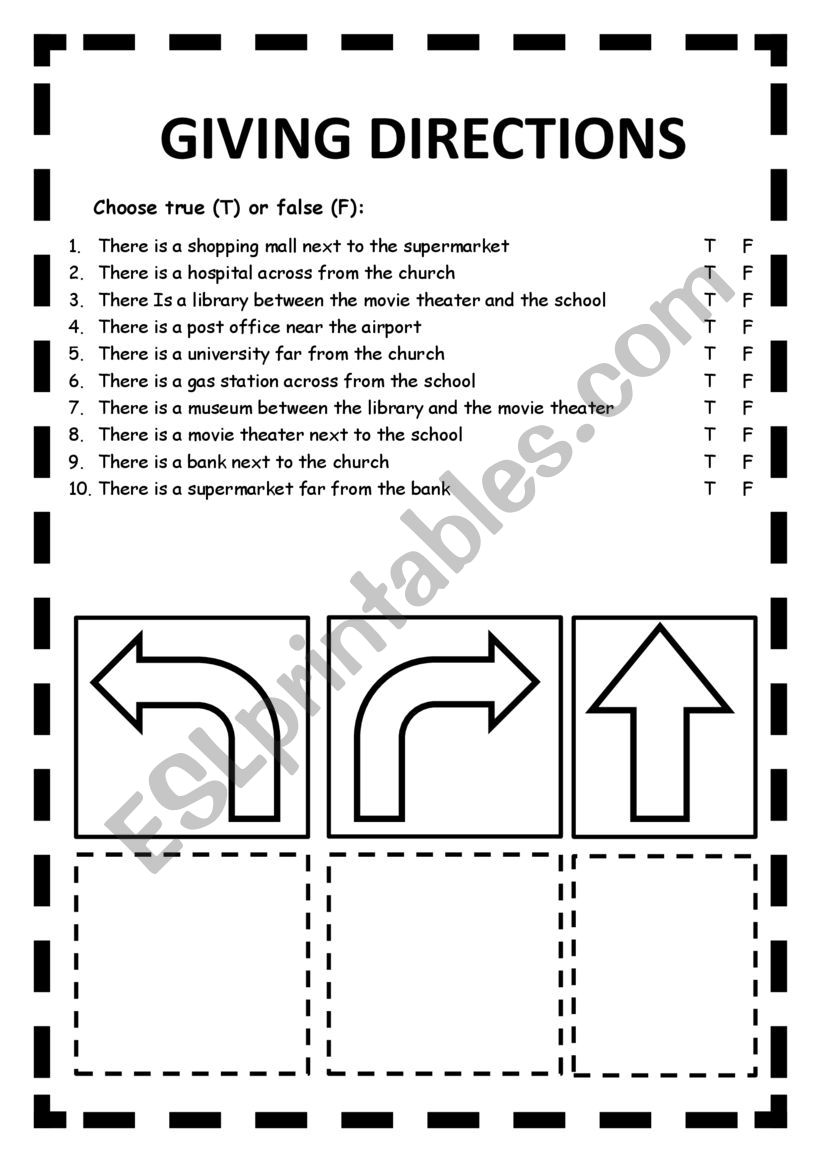 GIVING DIRECTIONS worksheet