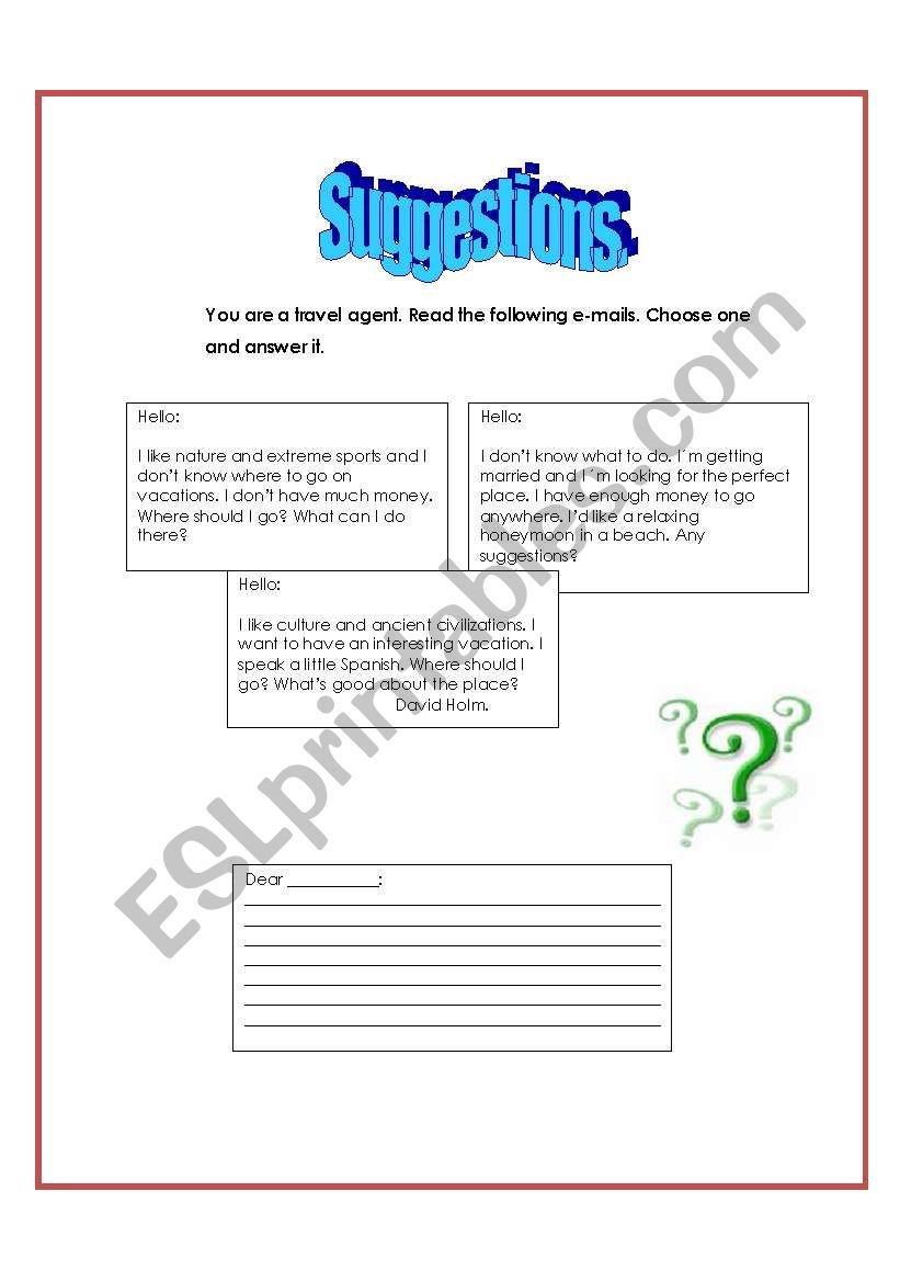 Suggestions worksheet