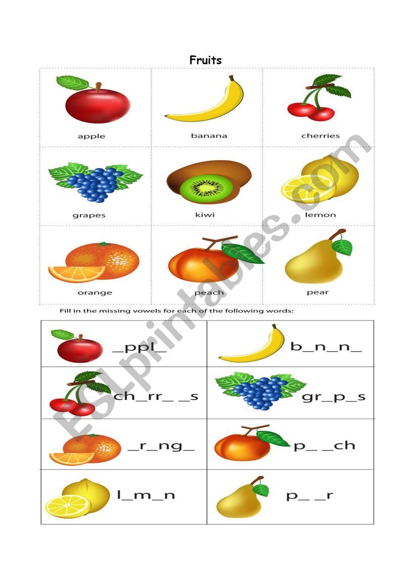 Fruit worksheet