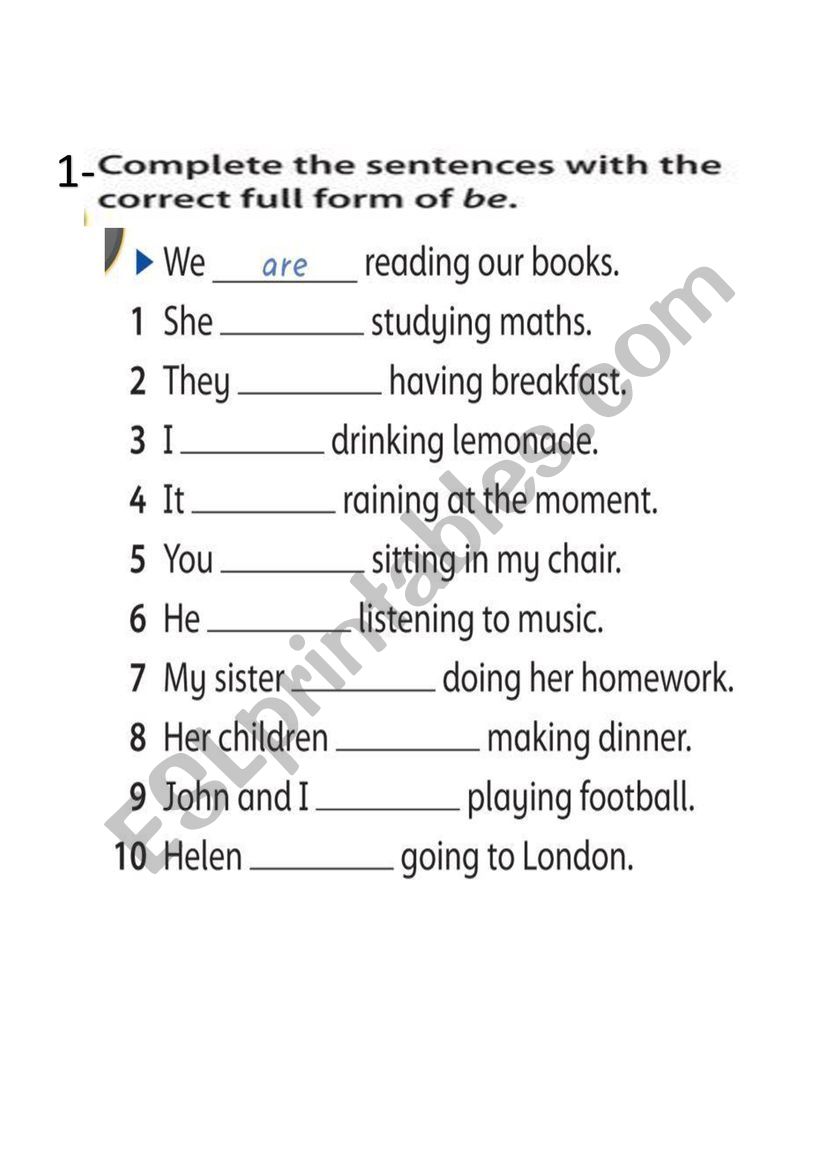 Present Tense Worksheet worksheet