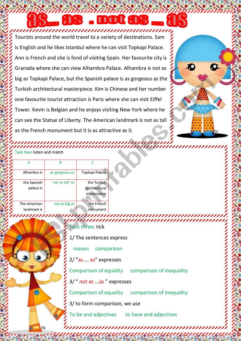 compatative worksheet