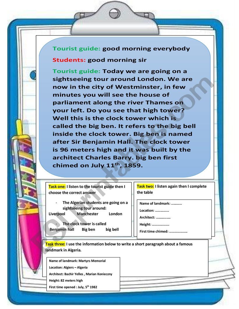  famous landmark i worksheet