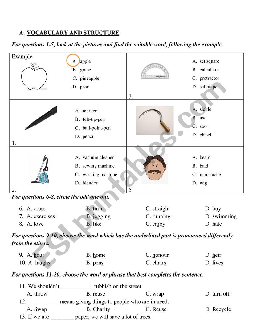 Advanced exercises worksheet