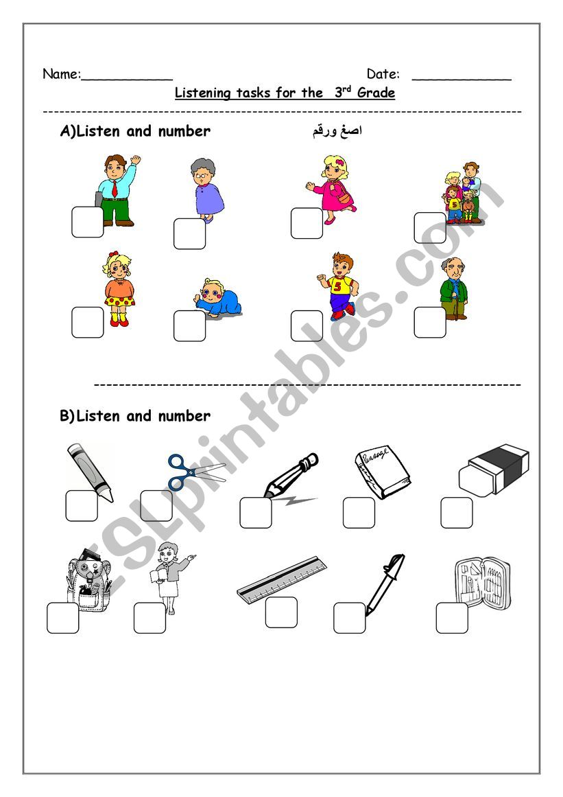 Listening tasks for the 3rd grade