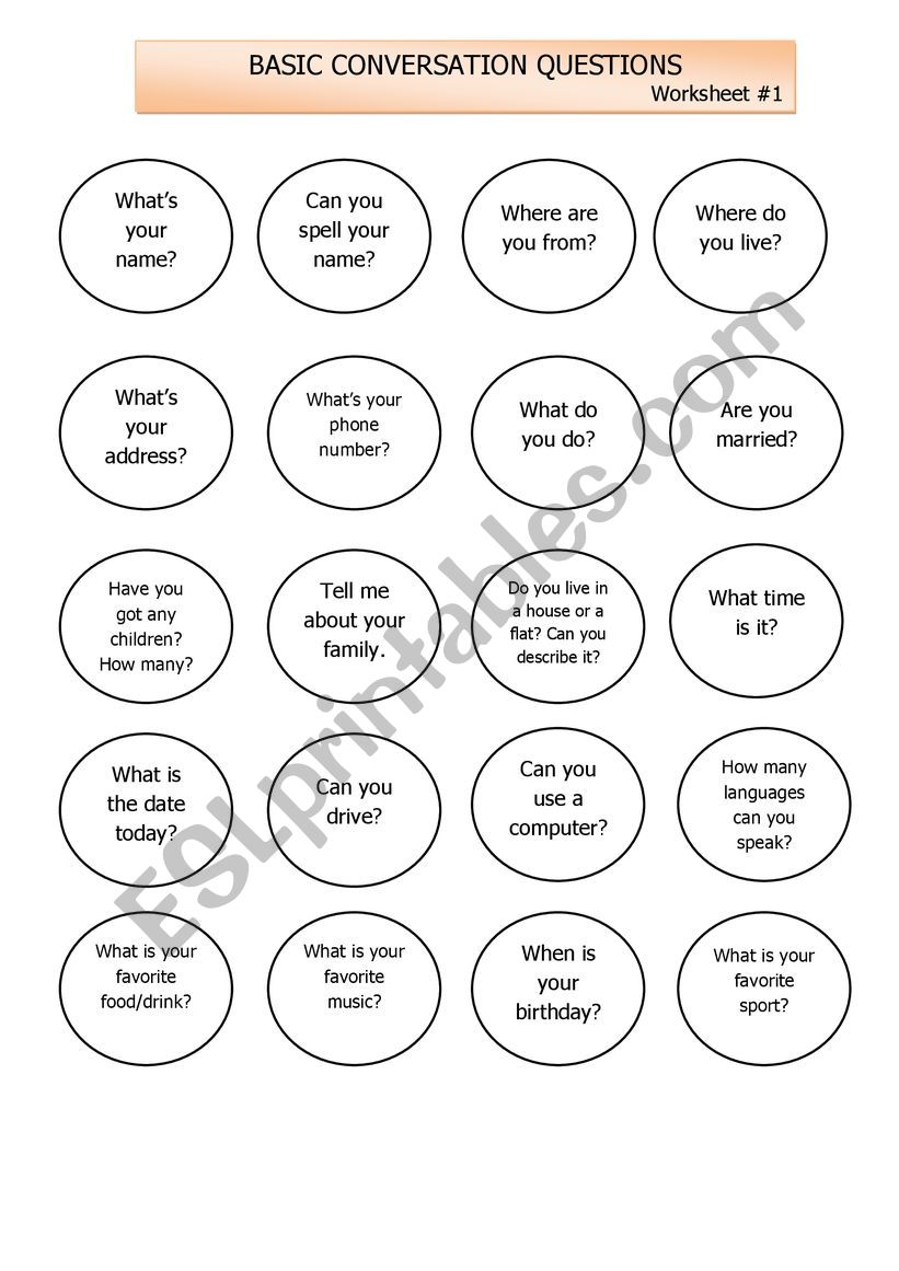 basic conversation questions worksheet