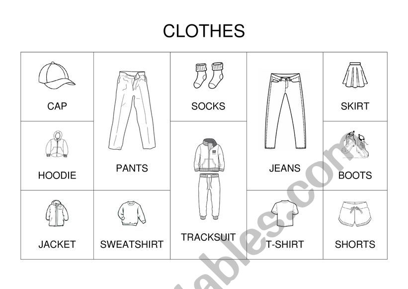 Clothes worksheet