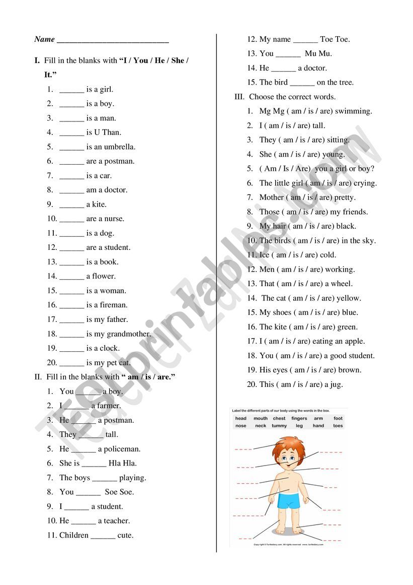 Verb to be worksheet