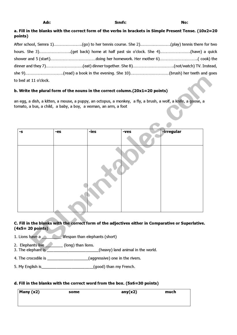 revision test for 9th grade- 2