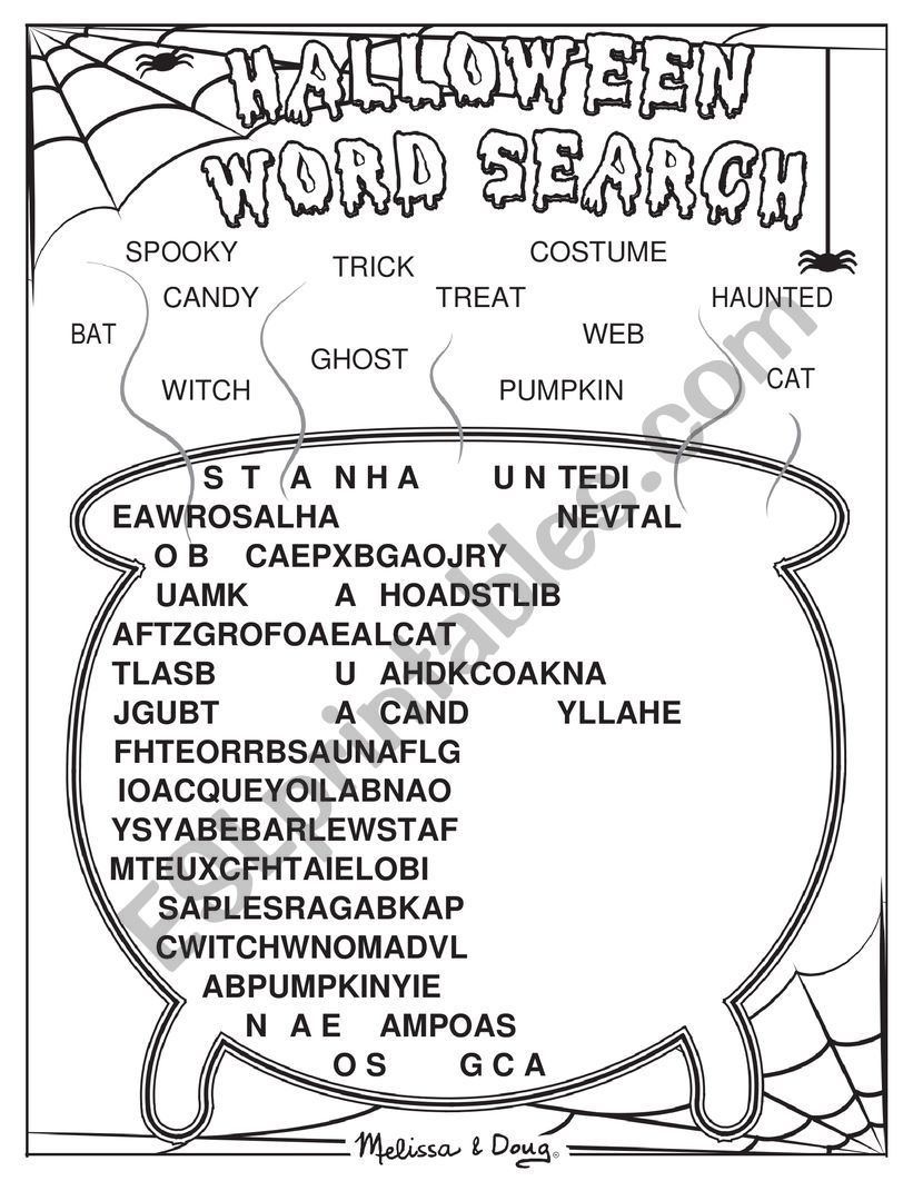 Halloween word and search worksheet