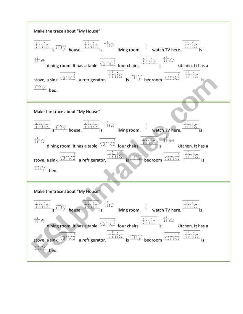 my house worksheet