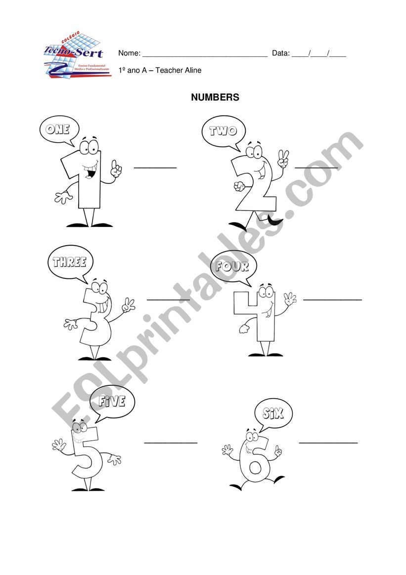 Numbers worksheet