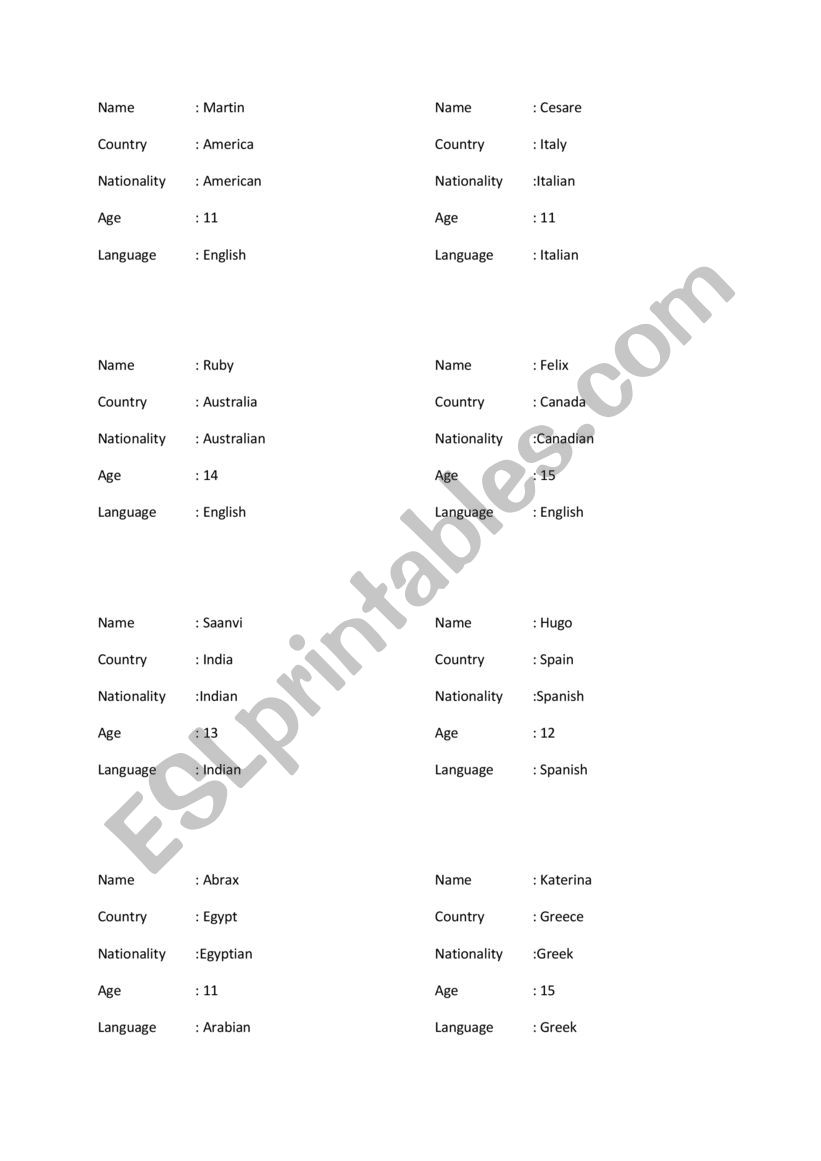 Speaking Cards  worksheet