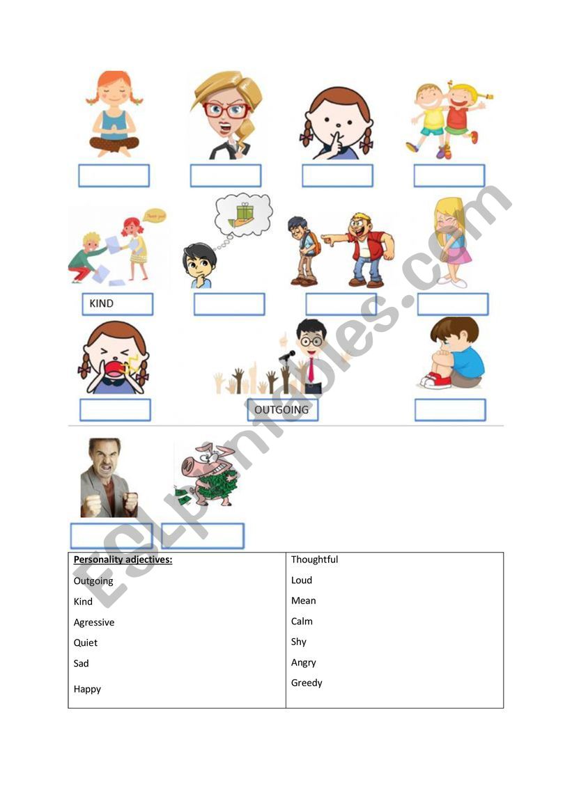 Personality Adjectives worksheet