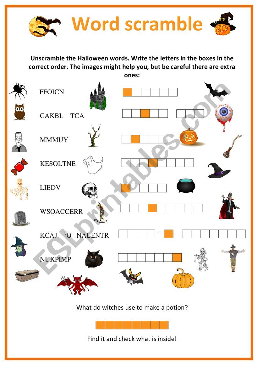 Halloween Word Scramble Free Printable Printable Word Searches