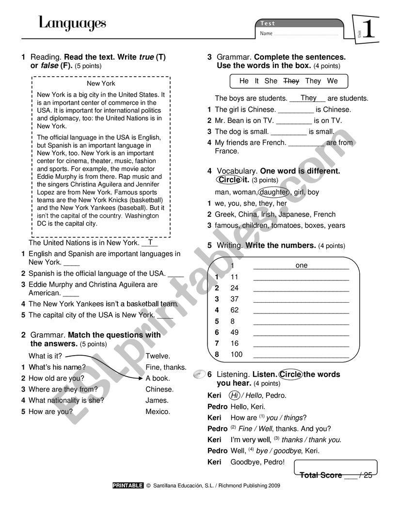 Nationalities worksheet