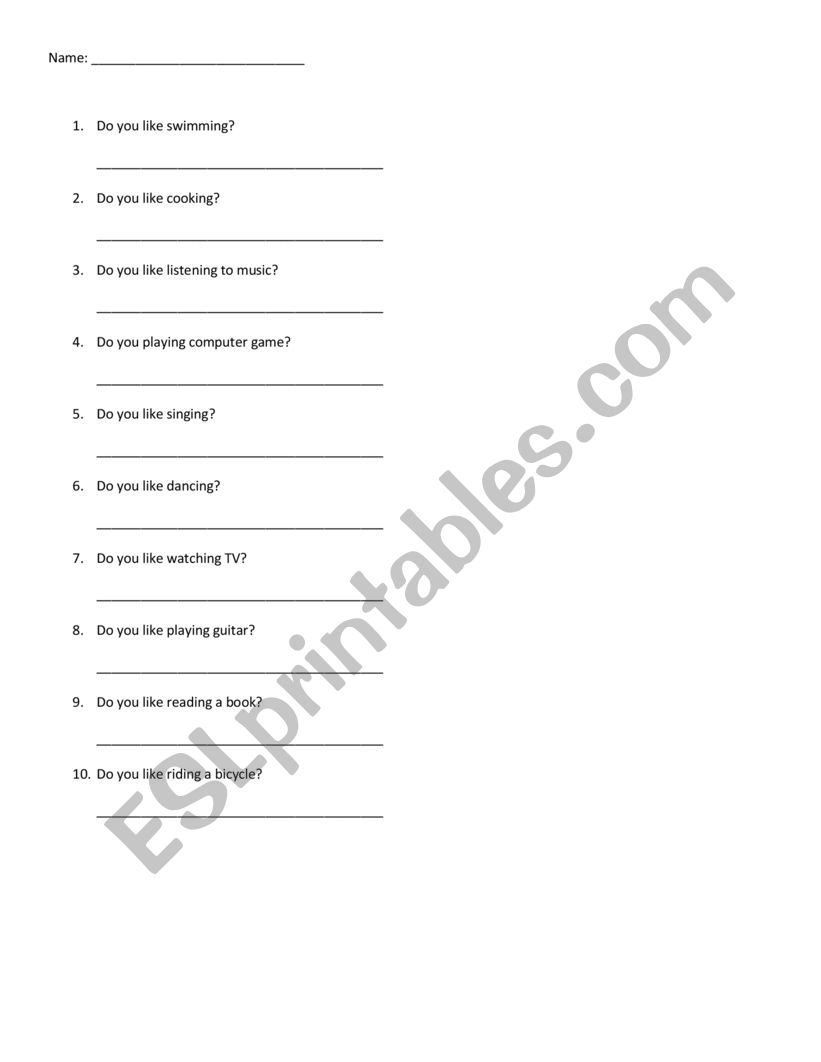 Home worksheet