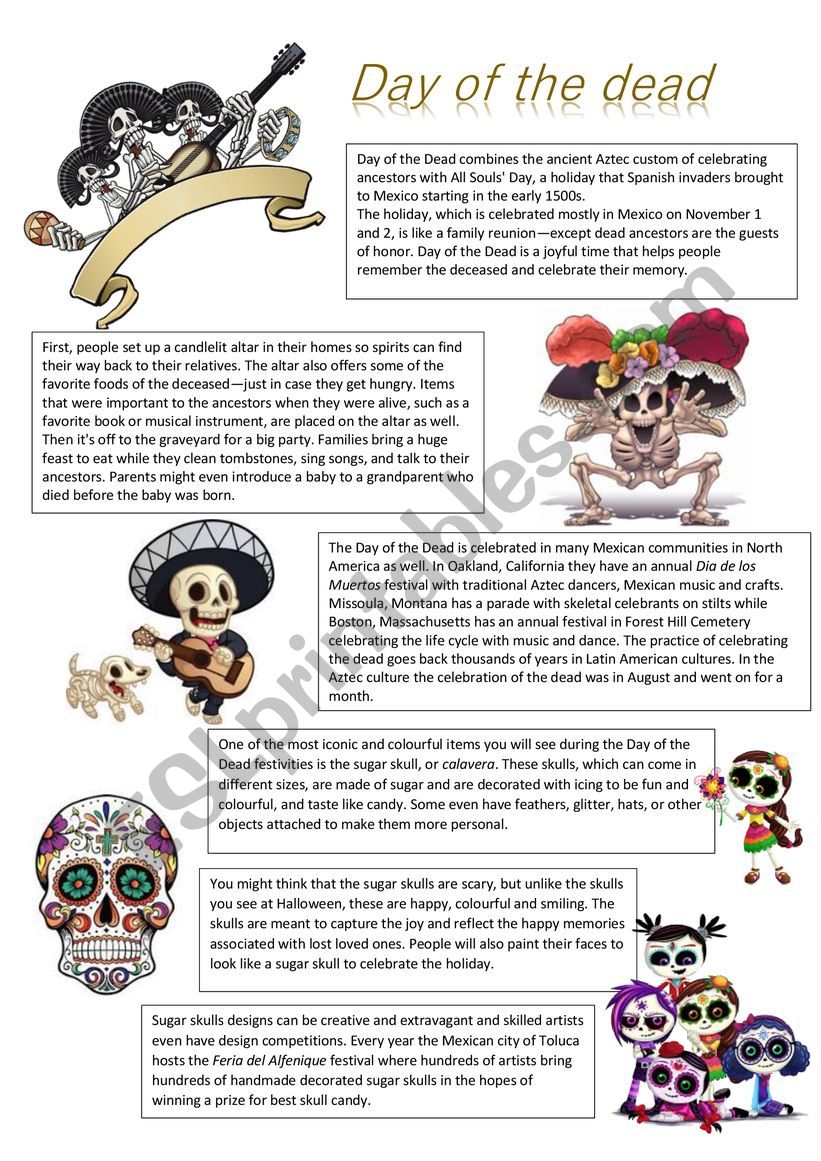 Day Of The Dead Worksheet - Worksheets For Kindergarten