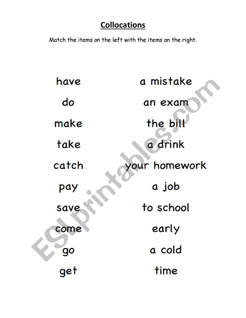 collocations worksheet