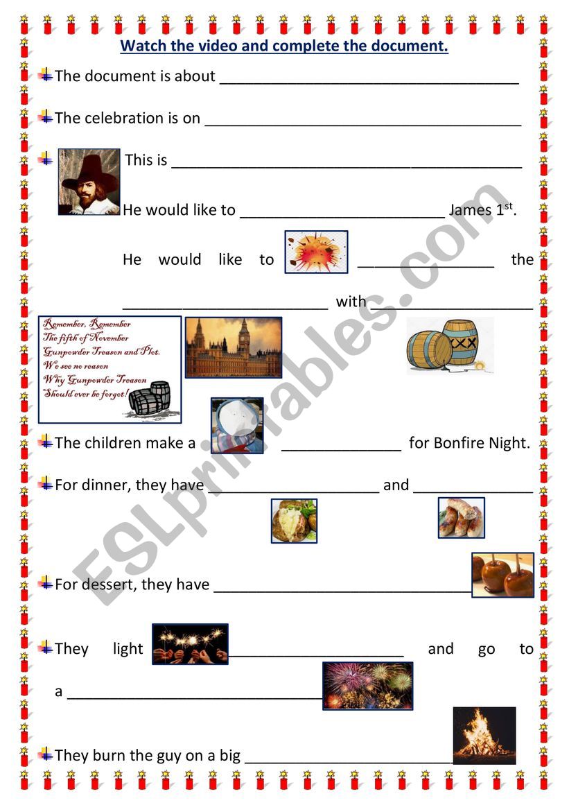 BONFIRE NIGHT worksheet