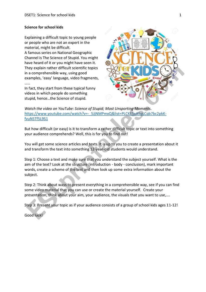 Science for school kids  worksheet