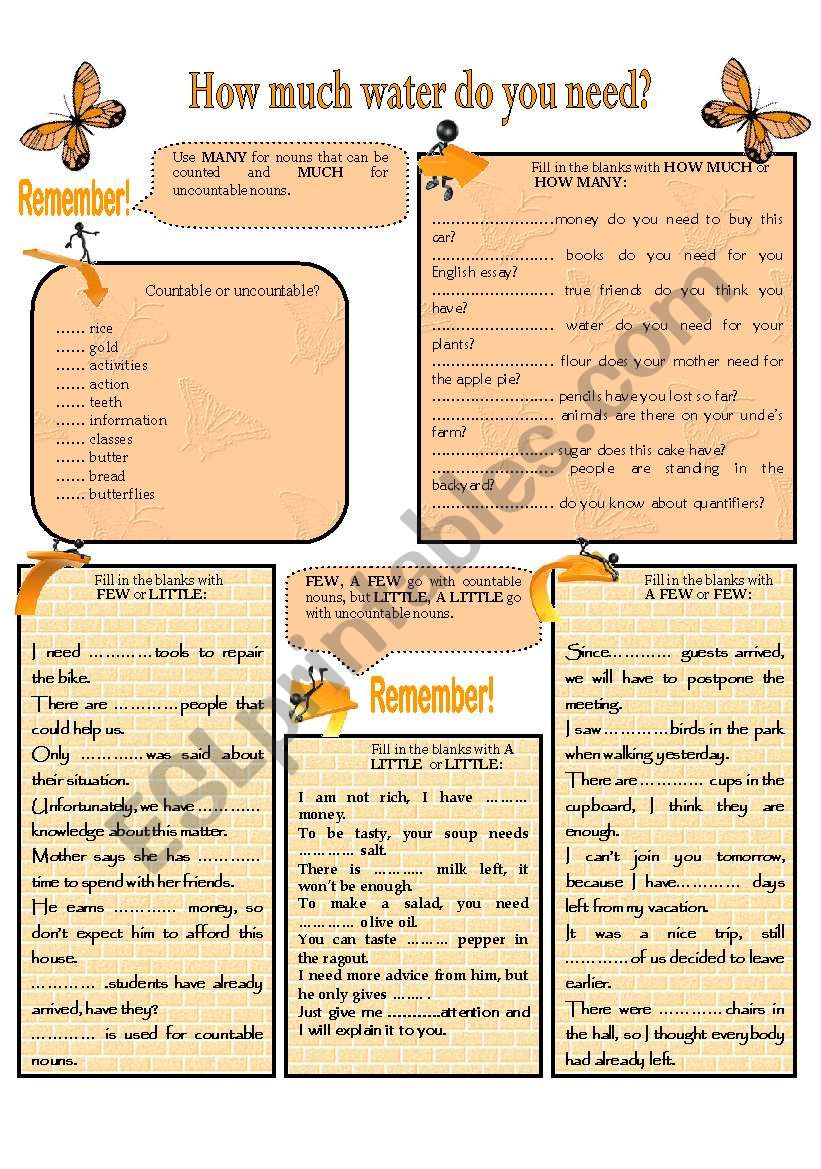 HOW MUCH WATER DO YOU NEED? worksheet