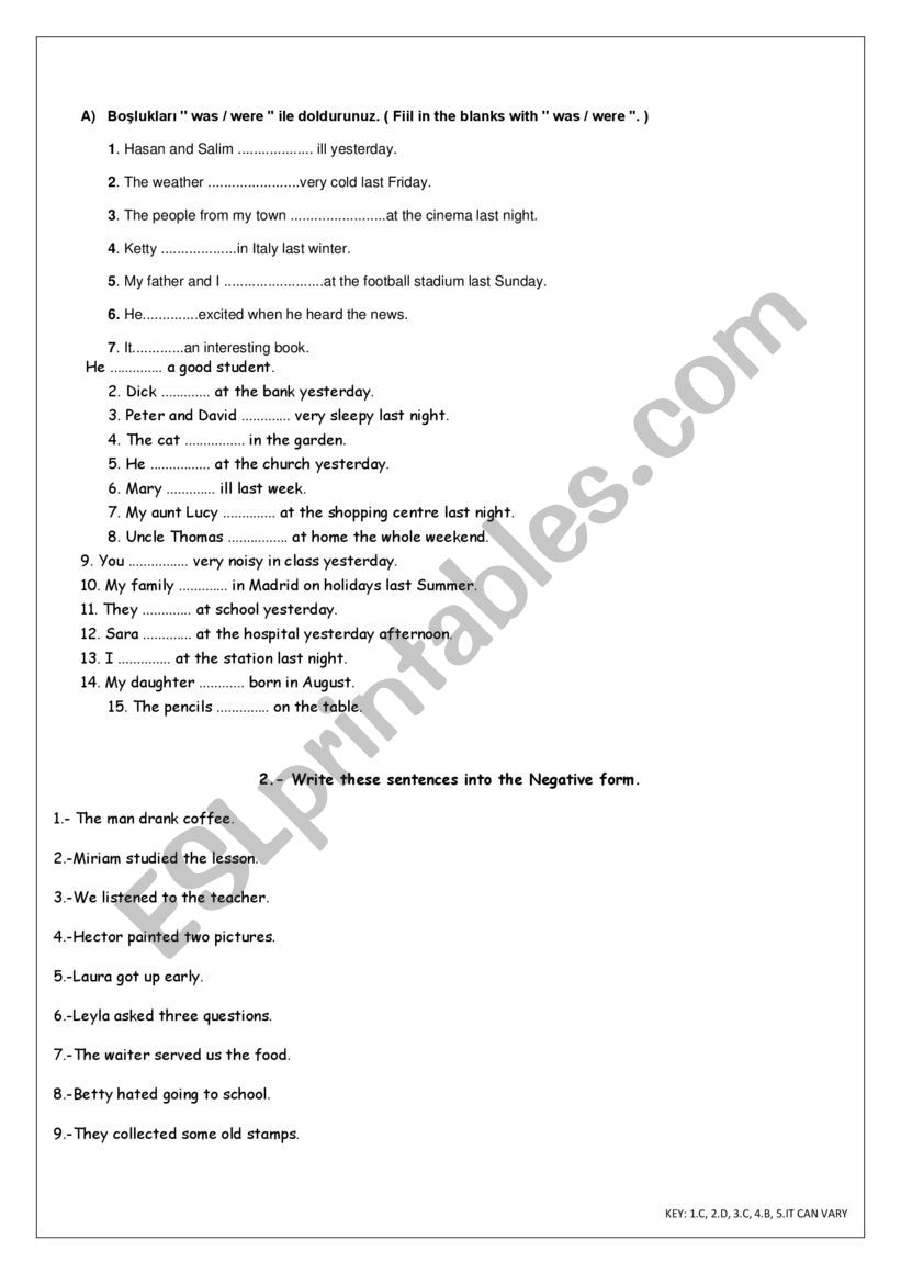 simple past tense exercises worksheet