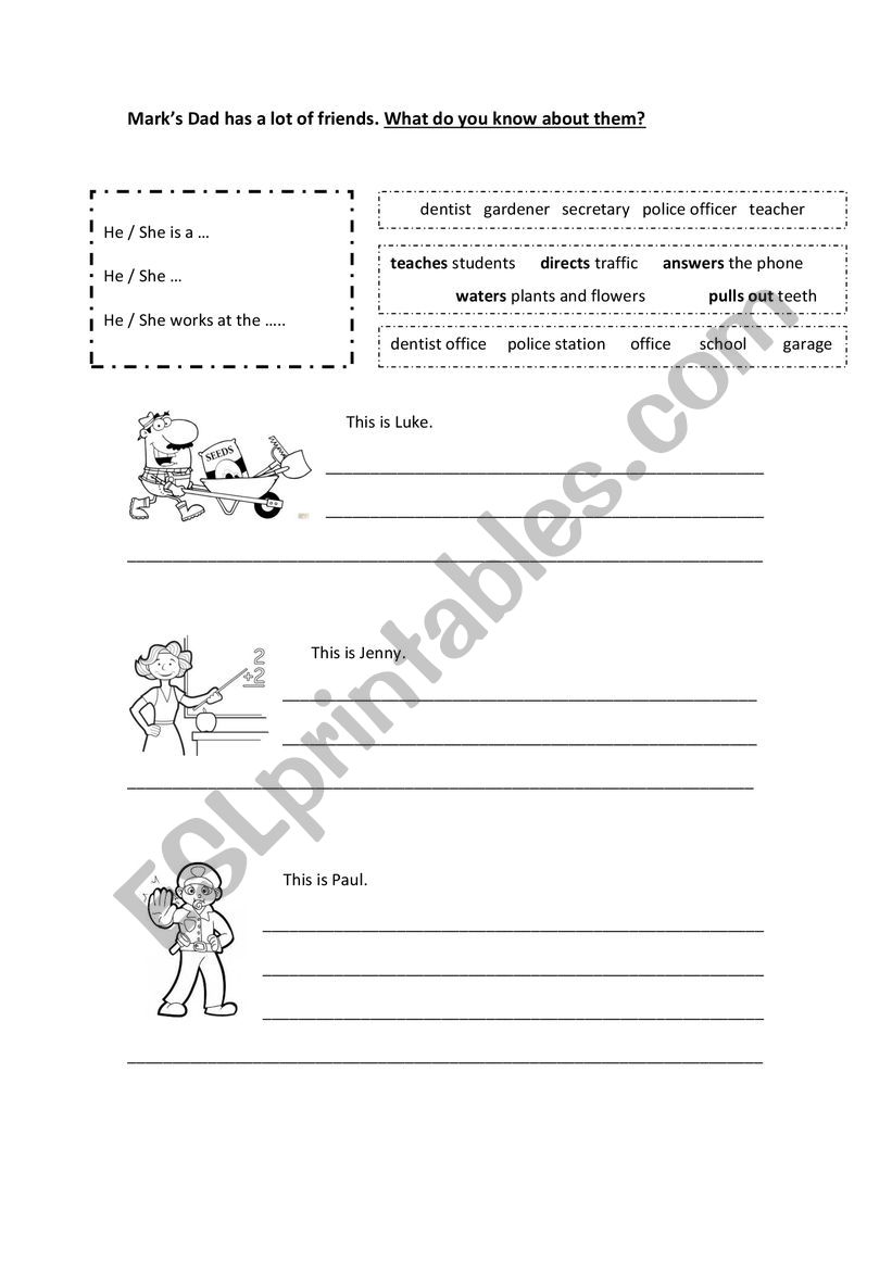 Jobs worksheet