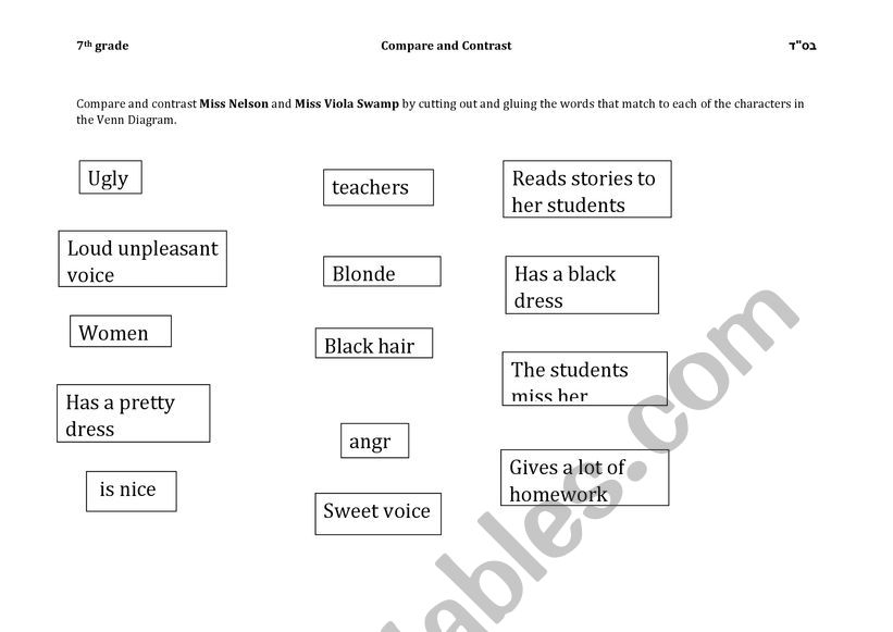 Compare and contrast with the book Miss Nelson is missing