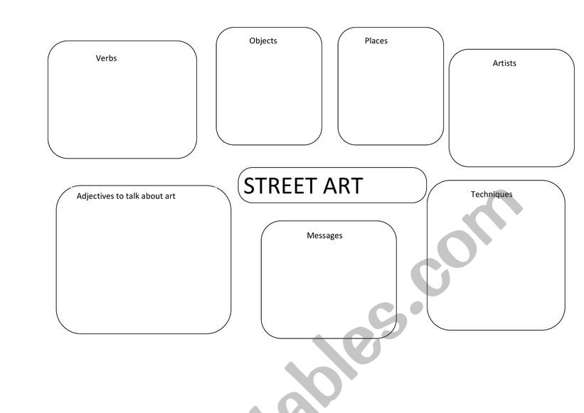 street art mindmap vocabulary worksheet