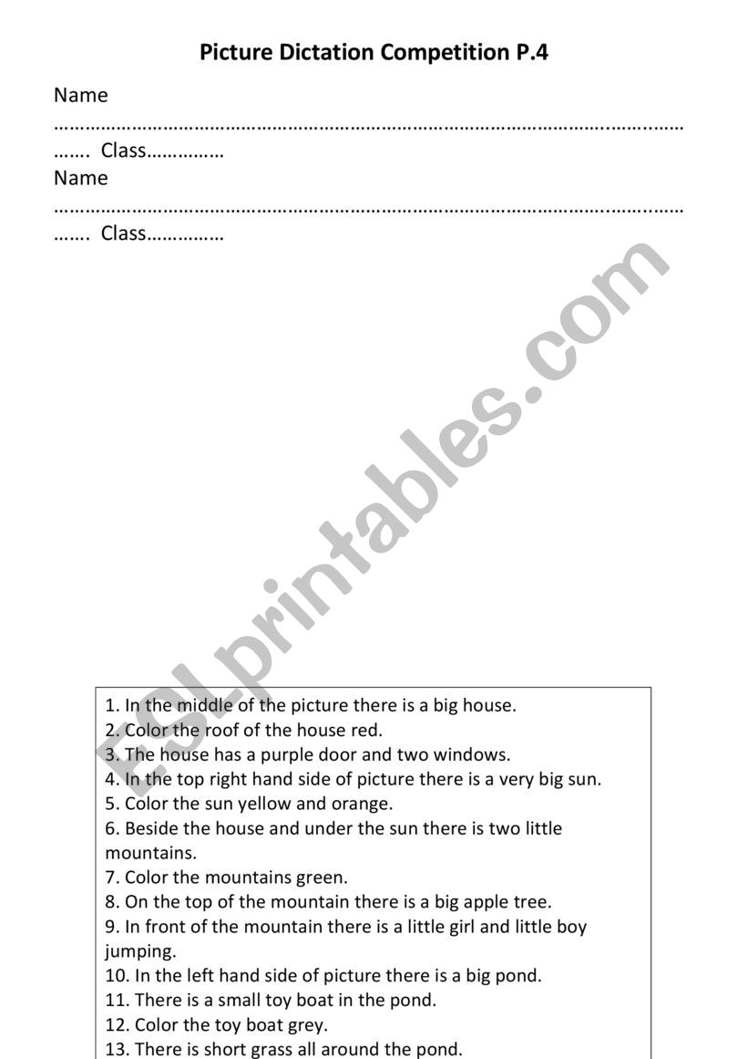 Picture Dictation worksheet
