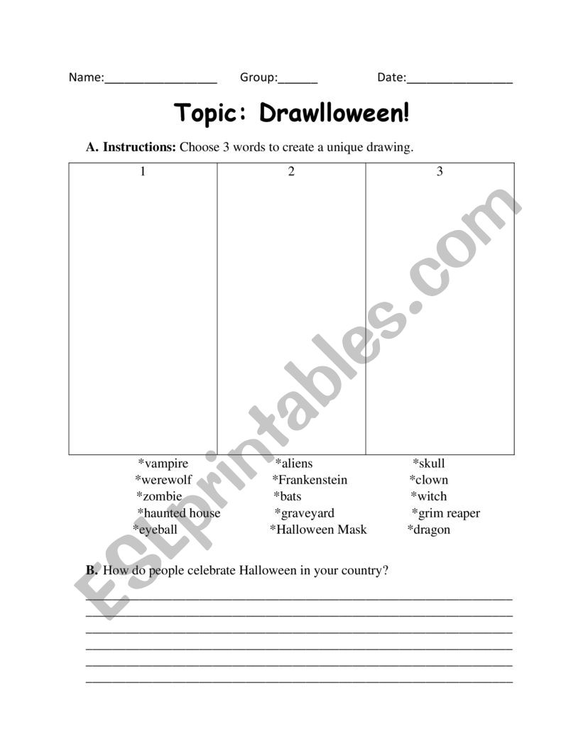 Drawlloween worksheet
