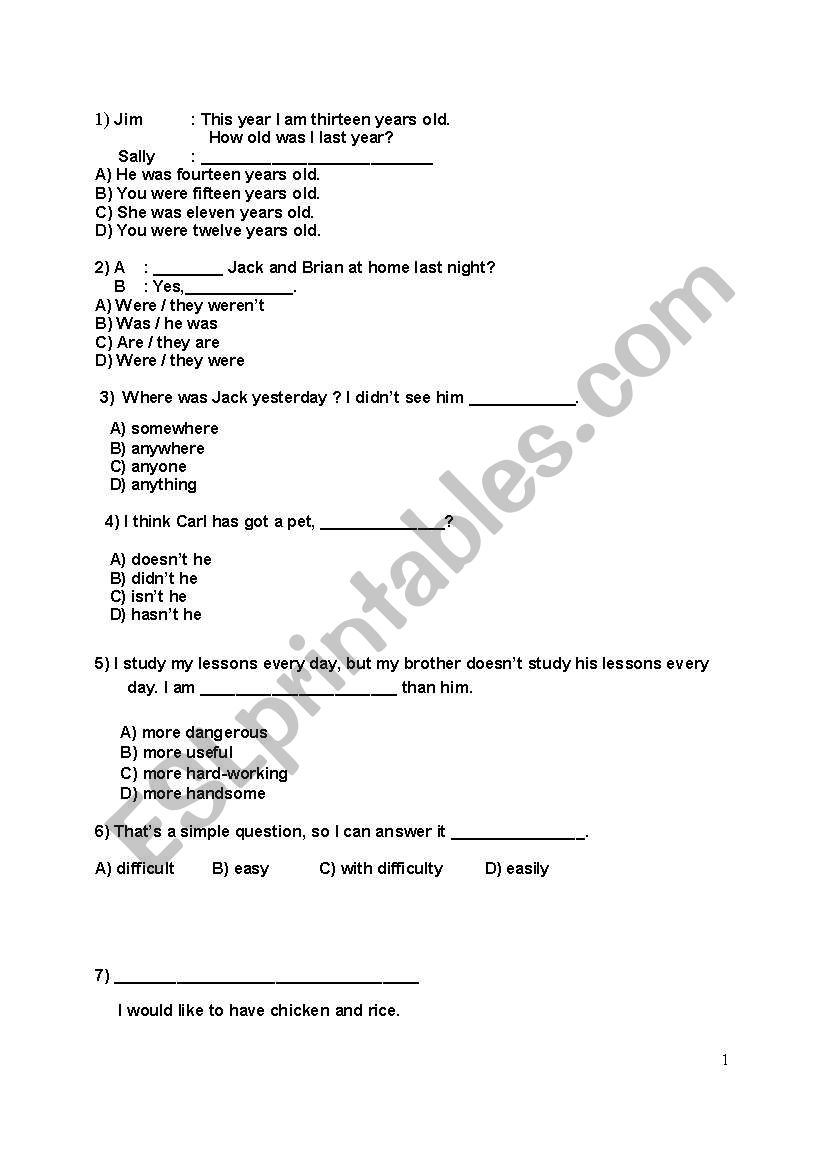 Test worksheet
