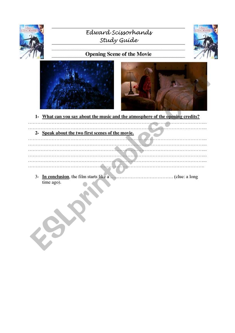 Edward Scissorhands intro (1) worksheet